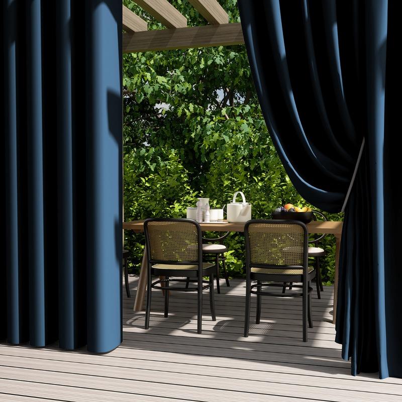Solid Color Exterior Curtain Suitable  Waterproof Oxford Cloth Privacy Grommet Curtain For Gazebo Front Porch Pergola Patio