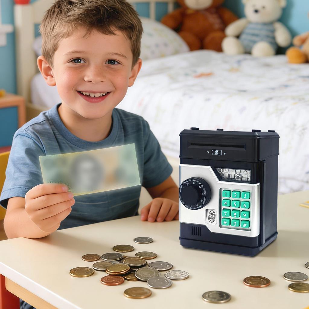 Children's Electronic Safe Box with Combination Lock and Digital Keypad Password Security with Coin Slot for Kids Money Storage