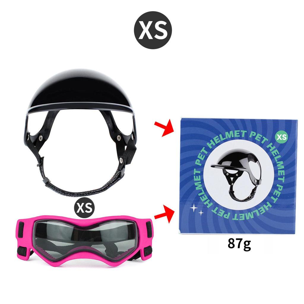 Pet Motorcycle Safety Helmet with Goggles for Cats & Dogs - Outdoor Riding Gear