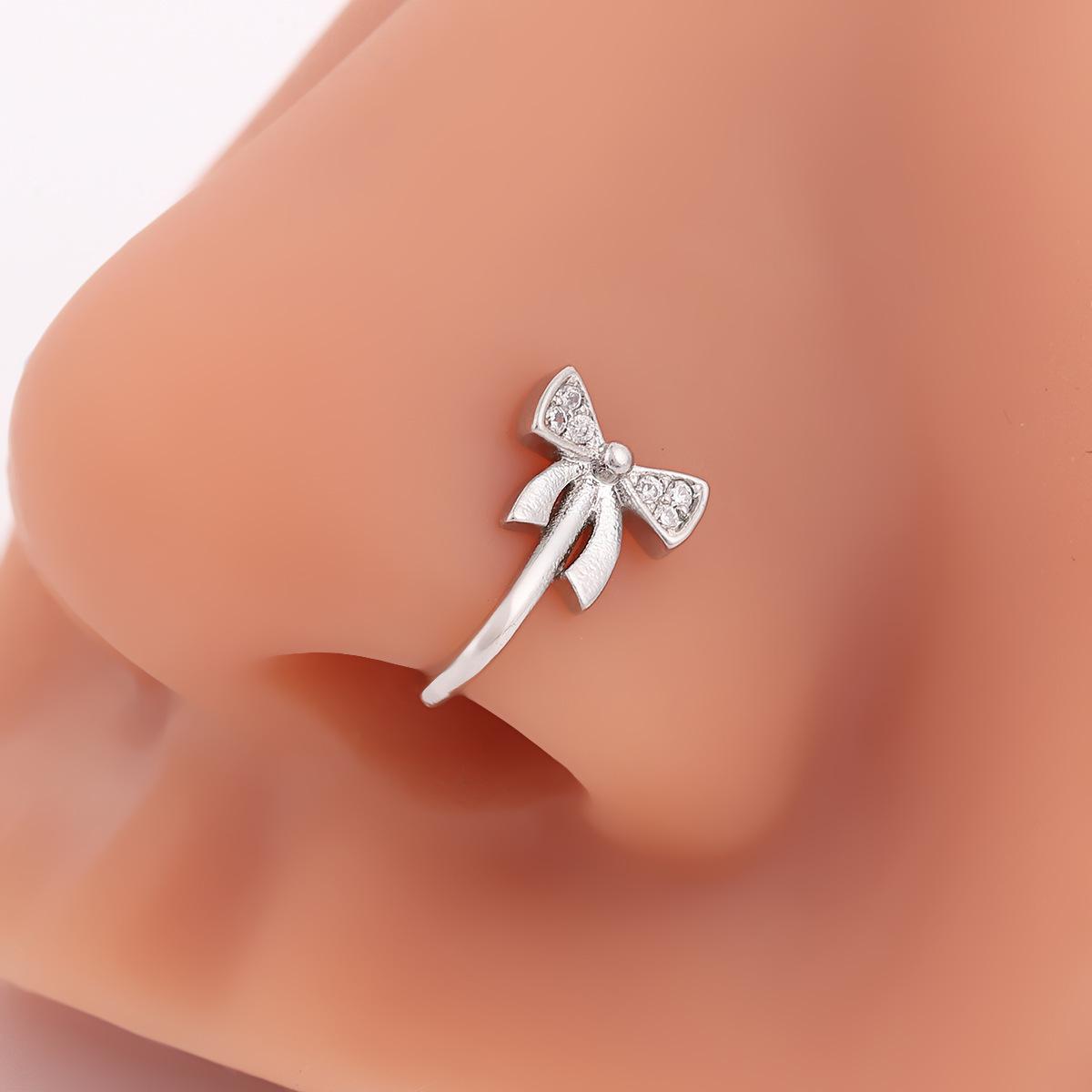 

Personalized Zircon Bow U-Shaped Nose Clip Retro Nose Ring Fashionable Cool Non-Piercing Nose Jewelry