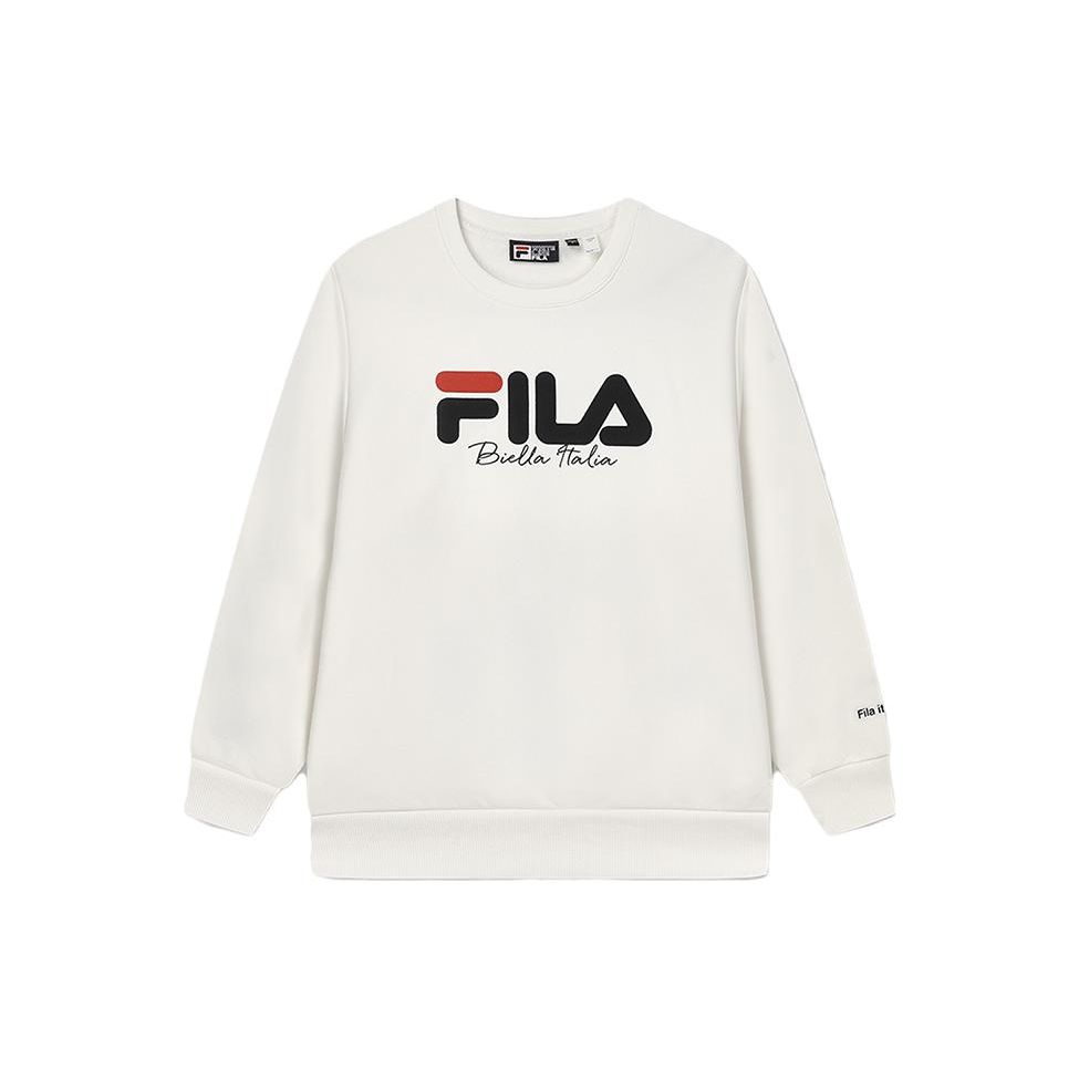 Fila Loose Fit Round Neck Casual Sports Fashion Warm American Sweatshirt Unisex Sweatshirt Latex-White F51U349298A-IV