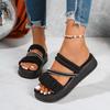 Fashion Fashion Sandals Women PU Leather Metal Detailed Buckle Strap Plus Size 42 Summer Beach Ladies Mid-heel Shoes