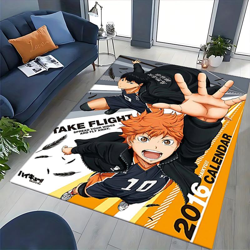 1pc Haikyuu!! Kageyama Tobio and Hinata Shoyo Office Chair Mat, Anime Cartoon Design, Non-Slip Carpet for Home Decor, Suitable for All Seasons, Perfec