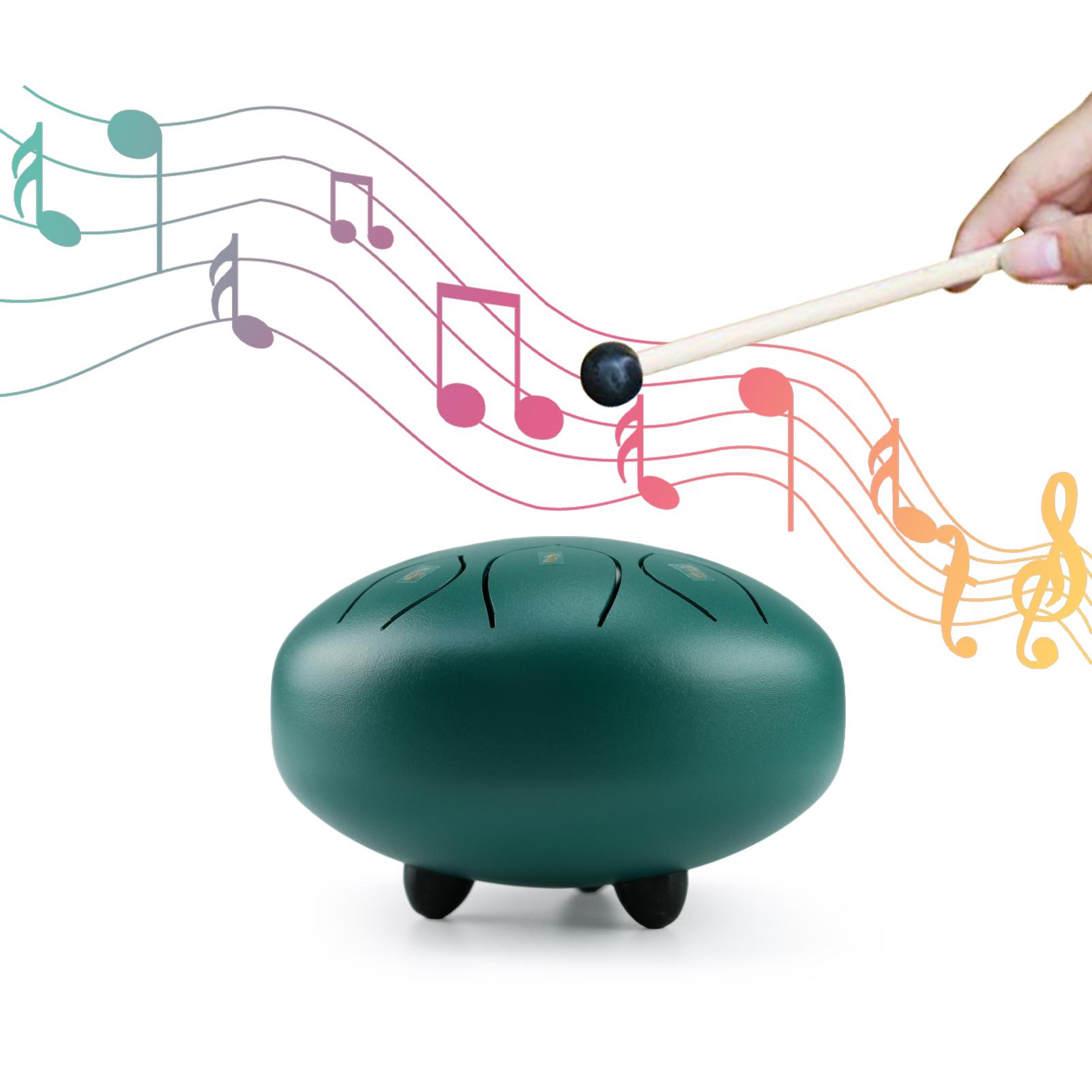 

6-дюймовый стальной язычковый барабан 8 нот Rain Drum портативный ударный инструмент с барабанными палочками для зелёный