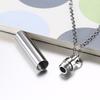LETAPI Men Woman Capsule Pendant Necklace Silver Color Open Cylindrical Pendants Stainless Steel Remembrance Jewelry