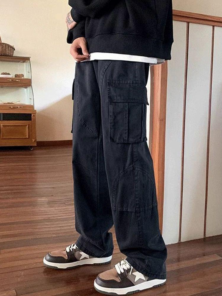 American Retro Work Pants For Men With Stretch Fabric Casual Style For Daily Wear