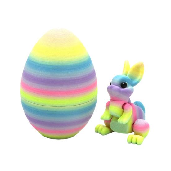 Påskhare Öra Äggprydnad med Ledad Kanin Inuti 3D-printad Rörliga Leder Kaninfigur Fidgetleksak Påskhelg Festdekoration