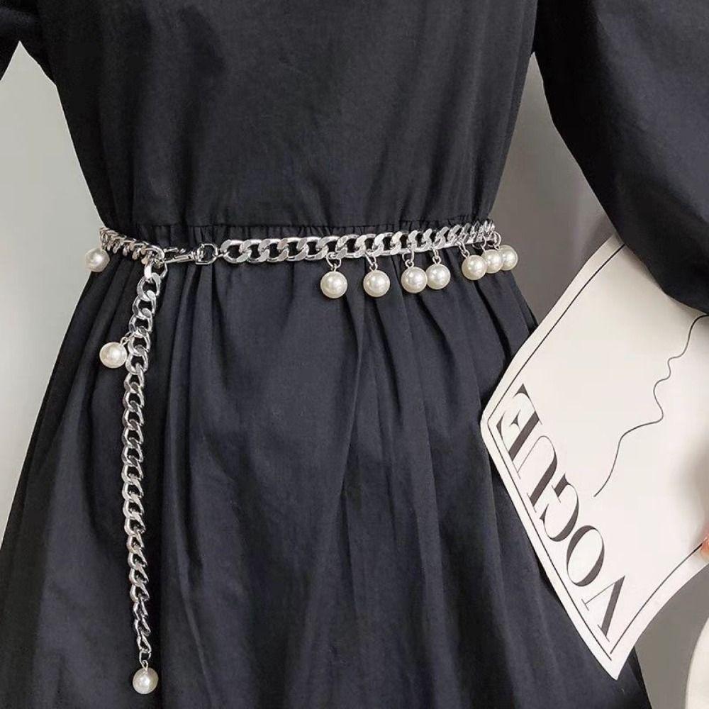 Elegant Chain Belt Versatile Waist Chain Stylish Pearl Belt Skirt Sweater Decorative Accessories