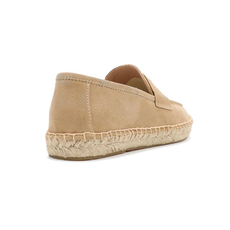 LUXSOLE Men's Jute Espadrilles Slip On Loafers Cow Suede Leather Casual Shoes