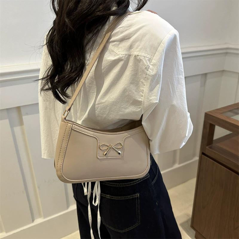 Women's Solid Color Shoulder Bag with Bow Decor, Fashion Casual Versatile Bag for Daily Commute & Everyday Use