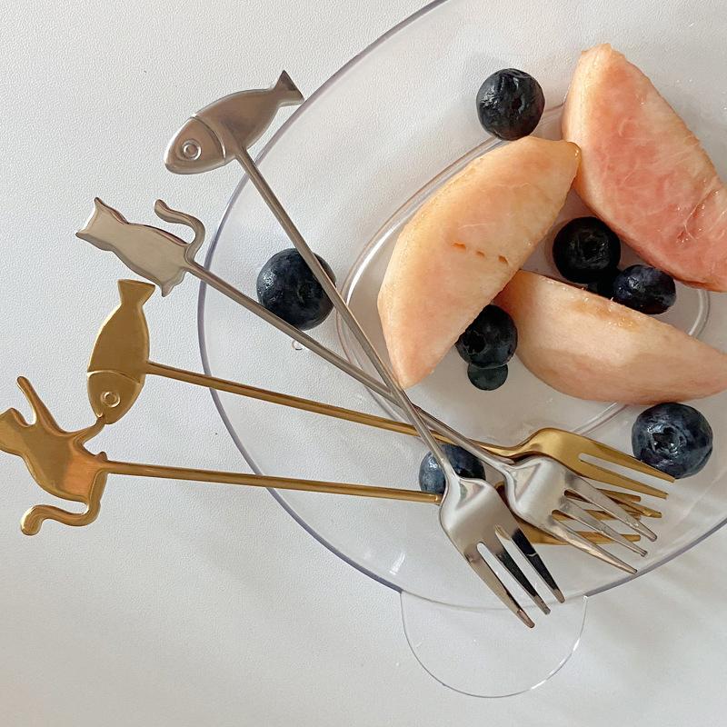 Cute Paintings Cat 304 Stainless Steel Spoon Hollow For Coffee Tea Dessert Spoon Kitchen Tableware Gifts For Students Children