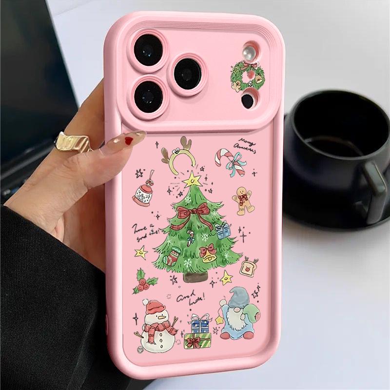 Christmas Tree TPU Phone Case For iPhone Air 16e 17 16 15 14 Pro Max 13 12 Pro 15 16 Plus Candy Color Silicone Soft Cover Fundas
