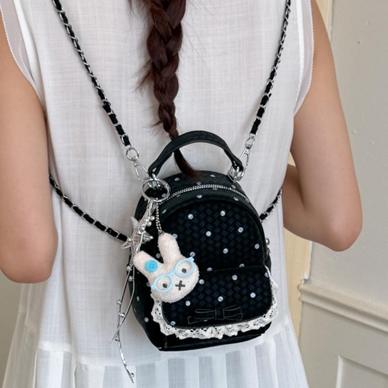 Schoolbag Korean niche polka dot chain backpack casual Korean ins personalized foreign style backpack tide mini portable schoolbag