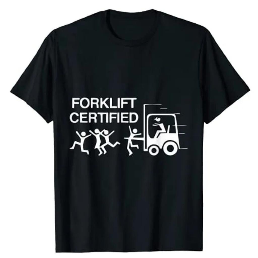 Divertente Carrellista Certificato Carrello Elevatore Retro Vintage Maglietta Umorismo Maglietta Grafica Divertente Regalo Marito Moda Uomo Abbigliamento Cool