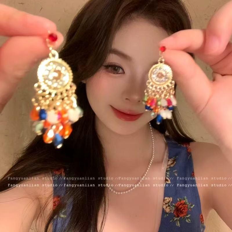 European and American Exaggerated Heavy-duty Crystal Tassel Earrings for Women, Elegant and Sophisticated Earrings, Trendy New Bestsellers
