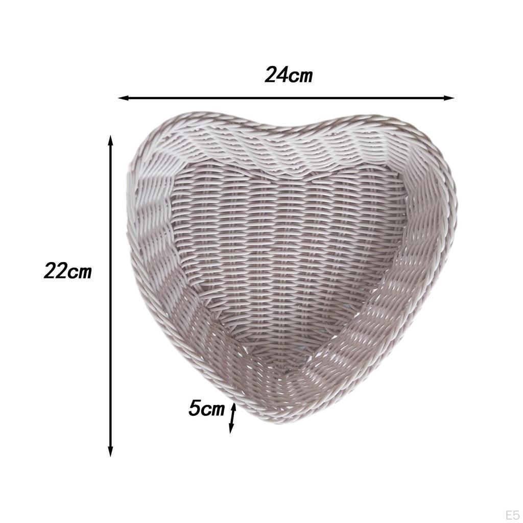Umělý Ratanový Košík na Ovoce ve Tvaru Srdce Úložný Snack pro Domov
