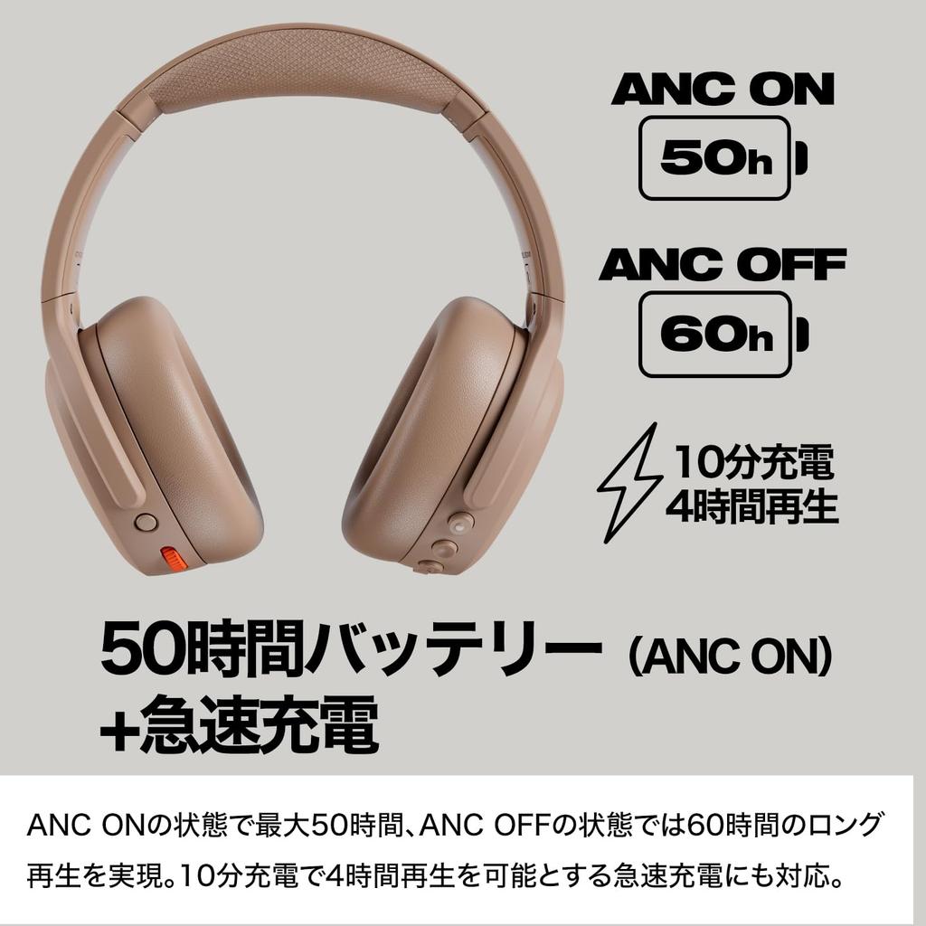 Official Skullcandy Store Crusher ANC2 Noise-Canceling Wireless Headphones with Deep Bass, Subwoofer, Microphone, and Original Sticker (PRIMER)