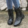Autumn and Winter New Flat-bottomed Low-heeled Martin Boots Women's Medium Boots Side Zipper Thick-heeled Knight Boots