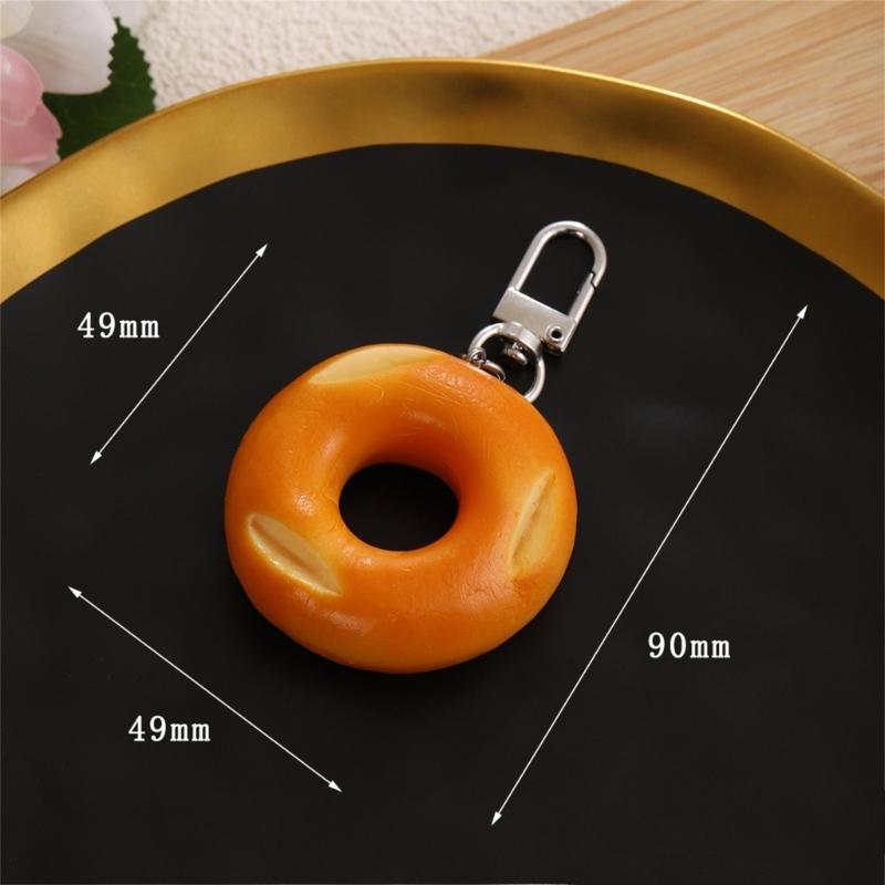 Adorable Mini Bread Keychain Cute Realistic Food Toy Charm Bread Key Holder For Keys Bags Backpacks And DIY Crafts