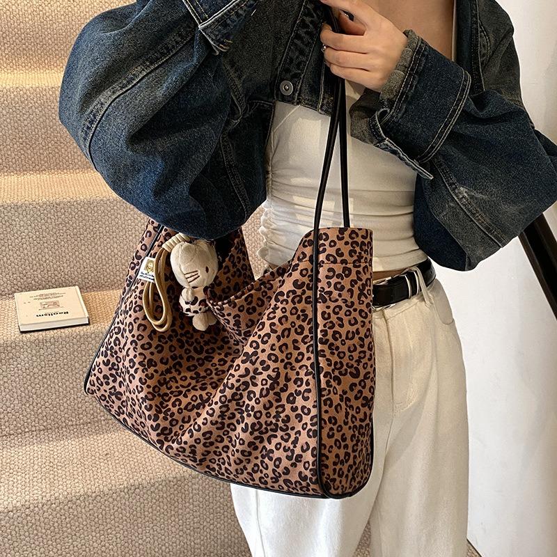 Retro simple handbag fashionable leopard print tote bag casual bag fashionable shoulder bag