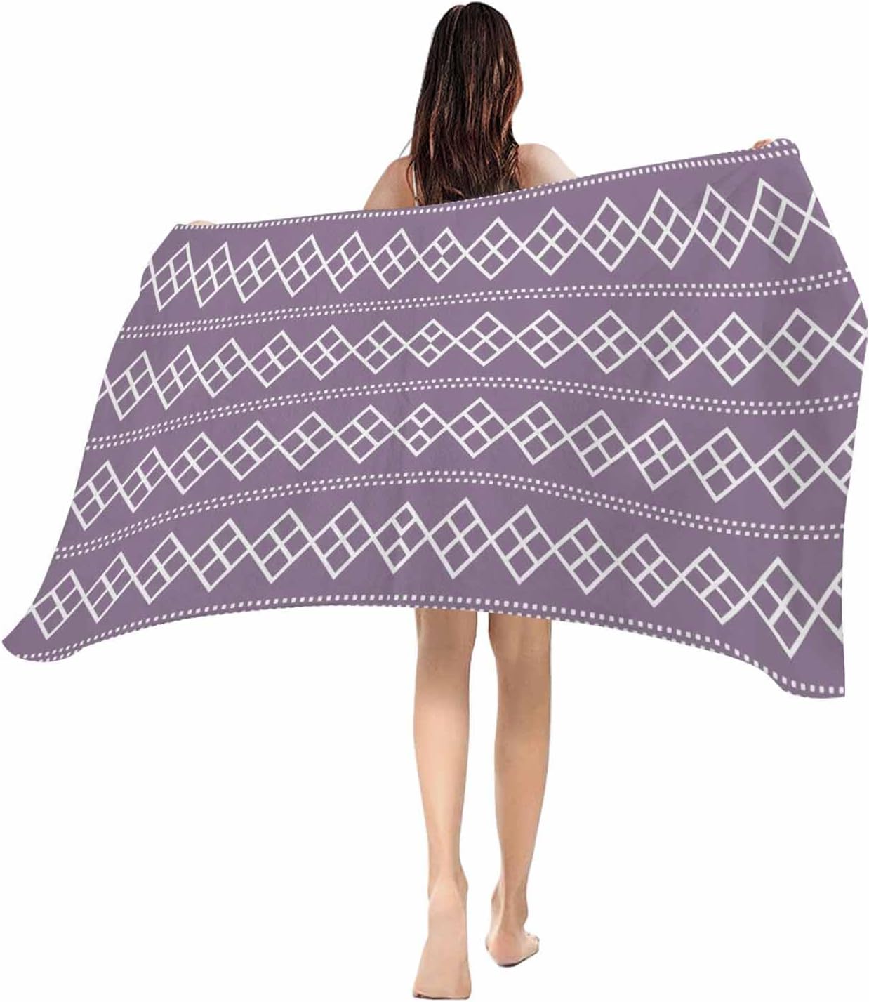 

Beach Towel Purple Geometric Texture Bath Pool Towels Modern Abstract Art Soft Absorbent Beach Towel Lightweight Large Quick W40*H60(CM)