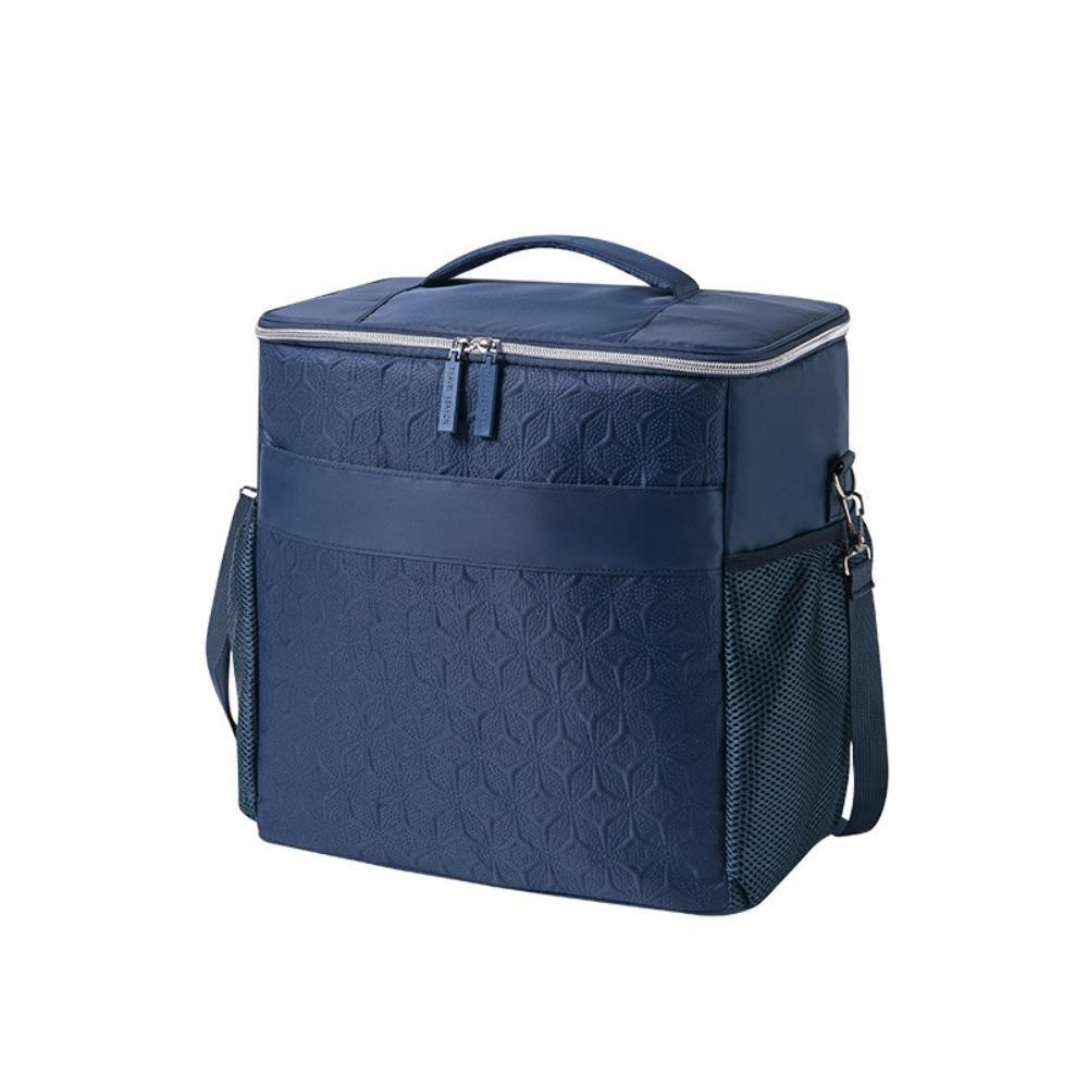 Large Capacity Insulated Lunch Bag Thickened Aluminum Food Thermo Bag Office Use темно-синий