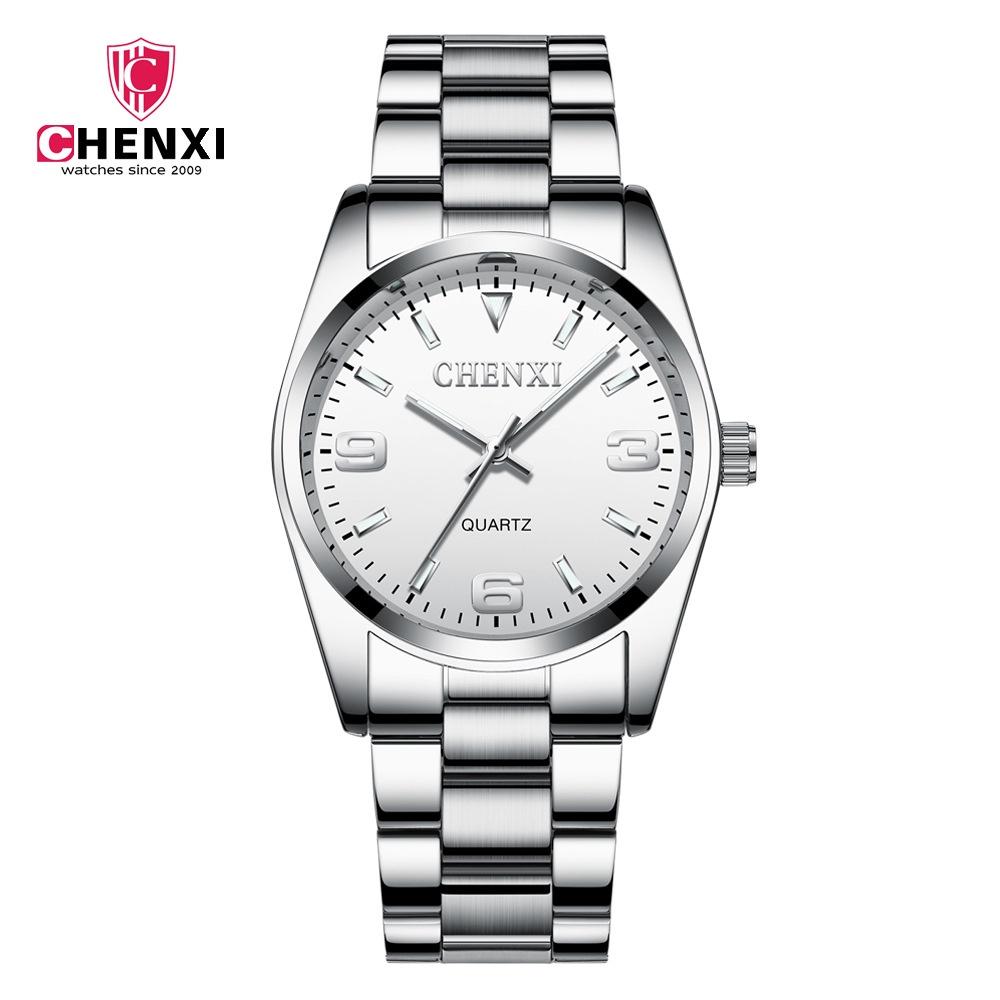 Chenxi Párové hodinky Módní vodotěsné křemenné hodinky Dekorativní a svítící ocelový řemínek Vodotěsnost 30 m