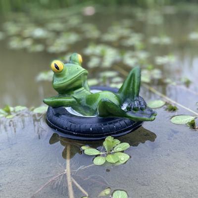 Ornement Grenouille en Résine Sculpture Vue d'Eau Flottante Décoration Grenouille pour Aquarium Ornement pour Jardin Étang Piscine Décor Extérieur