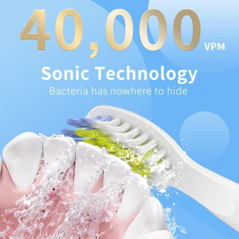 Seago 507 Electric Toothbrush Pink & White Set Adult Rechargeable Tooth Brush 5 Brushing Modes