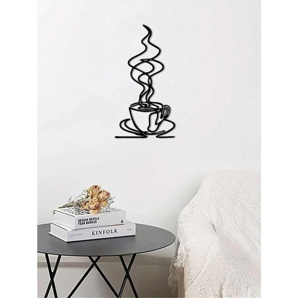 Mode Metall Kaffeetasse Wandkunst - Schlicht und Design, Perfektes Geschenk für Kaffeeliebhaber, Wasserdichte Küchen- und Kaffeebar-Dekoration