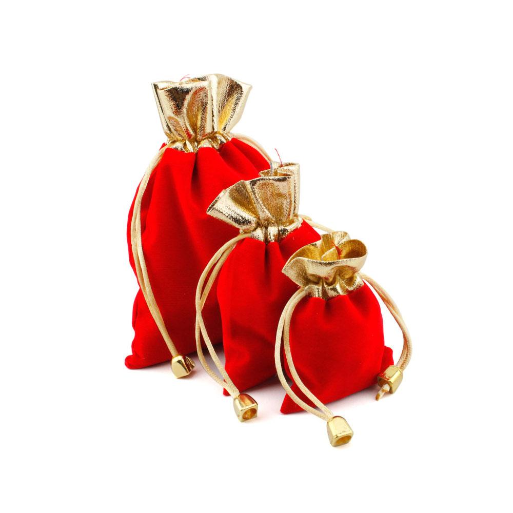 10/50/100PCS Exquisite and Elegant Red Velvet Bag Gift Drawstring Pocket Bag Wedding Candy Jewlery Bag Christmas Gift Bags