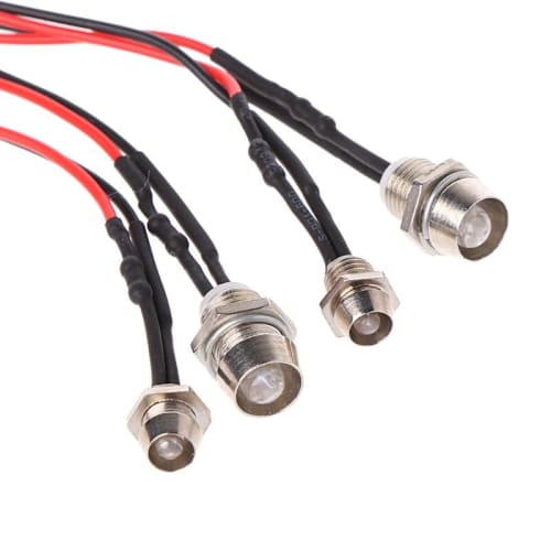 YFFSFDC 4-LED Light Kit with 5mm and 3mm Night LED Headlights for 1:10 RC On-Road Cars, Upgrade Parts, 2 White LEDs + 2 Red LEDs, ABS (3-7V Voltage Re