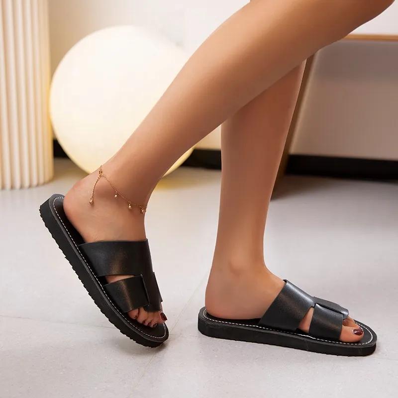 Fashion Summer Women's Slippers Casaul Platform Flats Sandalias Shoes Female White Black Beach Slides Shoes Indoor Outer Wear Large Size
