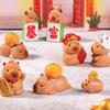 Miniature Capybara Figurines Set of 7 Tiny Resins Animals Statues for New Year or Birthday Decoration Attracting Wealth