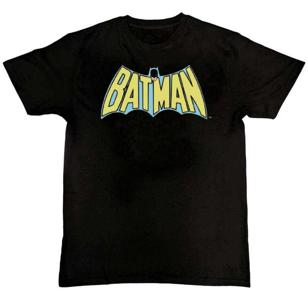 DC Batman Classic Text Bat Logo Graphic Mens T-Shirt L