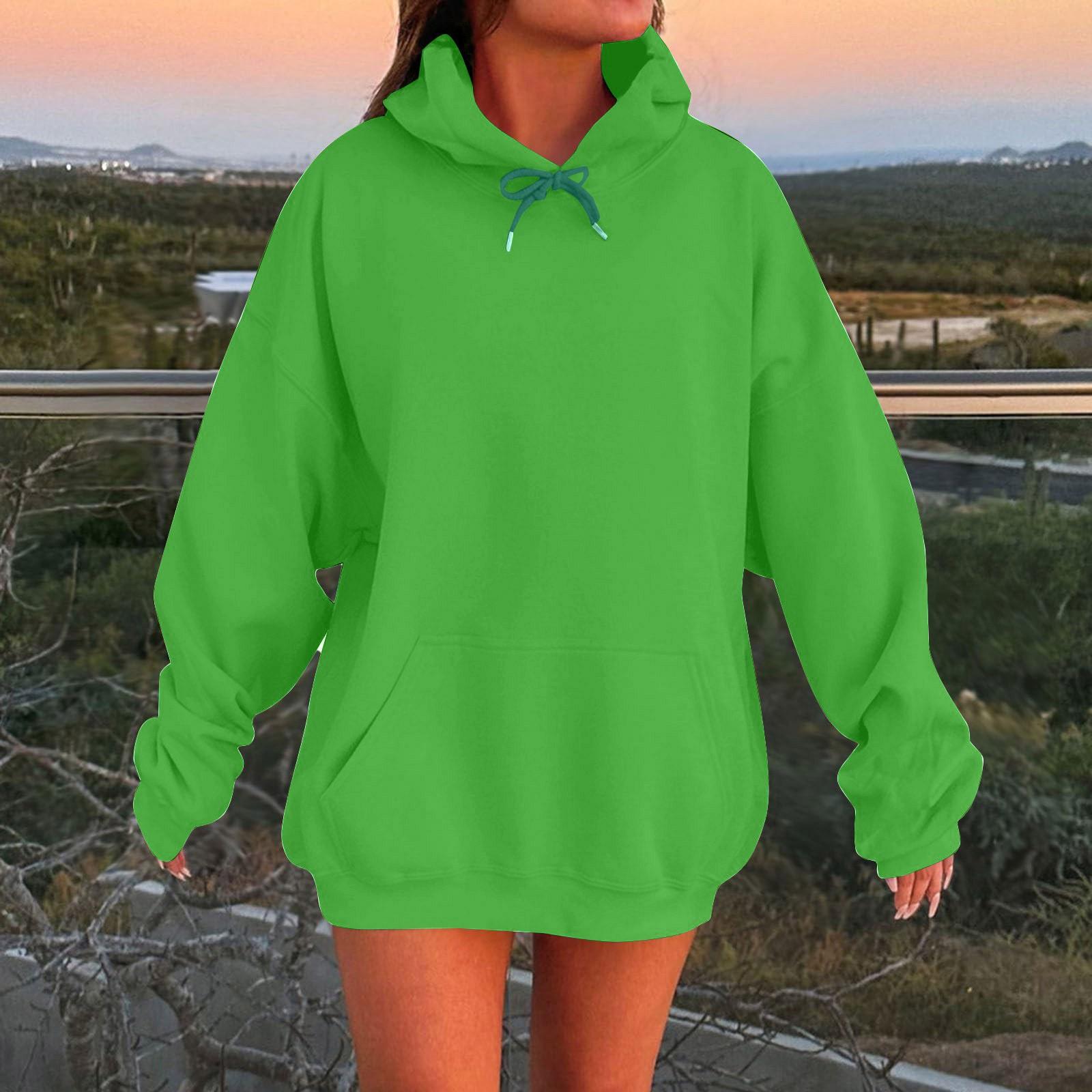 Женская толстовка с длинными рукавами свободная с заниженными плечами с капюшоном из плюша L зелёный 1698₽