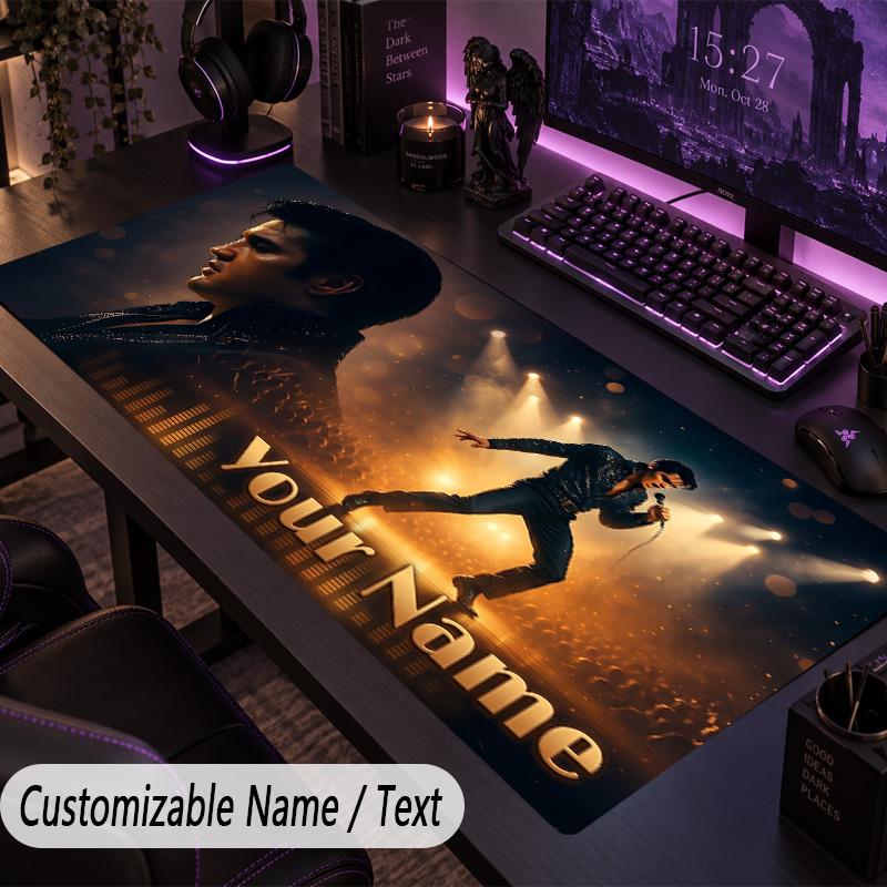 Large Mouse PadElvis Presley Custom Name Text Personalized Desk Mat Non Slip Gaming Pad