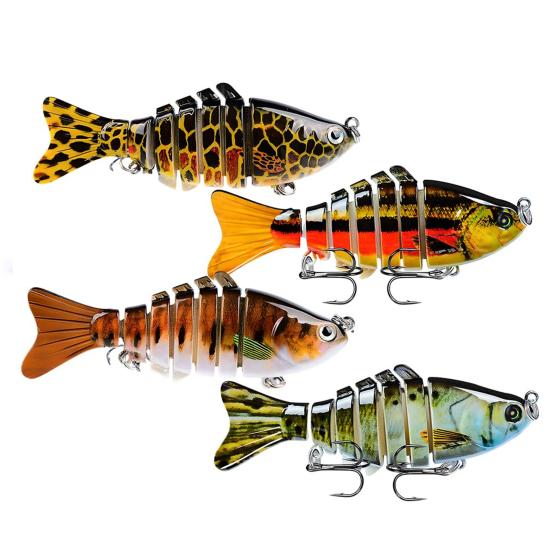 4Pcs 3D Swimming Baits Fishing Lures Realistic Looking Bright Color Multi-section Freshwater Saltwater Artificial Lures Hard Baits