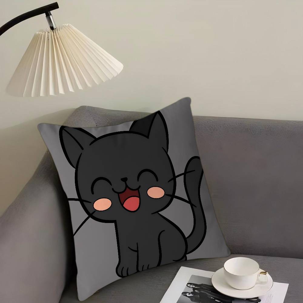 Cute Cartoon Cat Illustration Pillow Gift Home Office Decoration Bedroom Sofa Car Cushion Cover Case 45x45