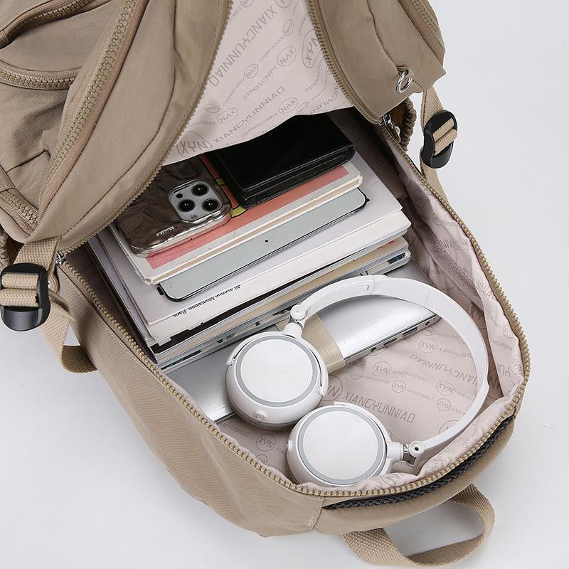 Solid Color Backpack Lightweight Nylon Bag Unisex Travel Backpack Student Schoolbag