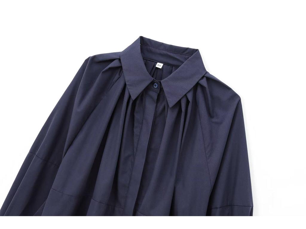 2024 Autumn/Winter Women's European & American Style Long Sleeve Poplin Loose Casual Top