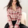 Women's Retro Plaid Lapel Cotton Shirt