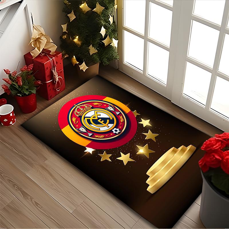 Real Madrid Rug Ideal for Reading Room, Multi-purpose Office Chair Sofa Carpet, Anti-slip Printed Home Area Rug