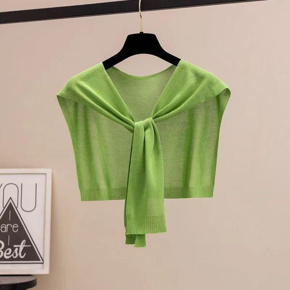 Knot Design Knitted Shawl Thin Knit Cape Fashion Air Conditioning Scarf Women Girls