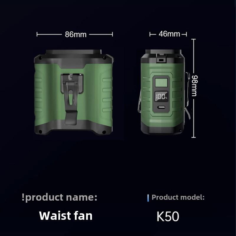 10000mAh Outdoor Portable Waist Fan Outdoor Working Strong Wind Waist Clip Fan Adjustable Wind Speeds Hanging Neck Fan