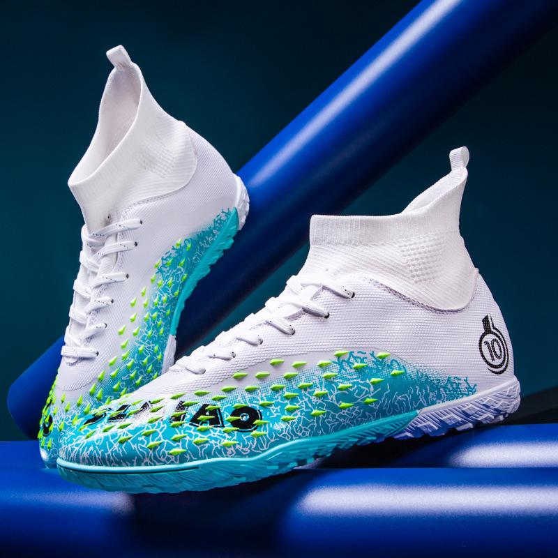 Football Shoes High Top Male Adult Student Ag Spikes Female Children Artificial Grass Shredded Nails Training Sneakers