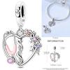 Inlaid Zirconium Sun 925 Silver Travel Balloon Butterfly Love Family Sister Heart Charm Fits Women Jewelry
