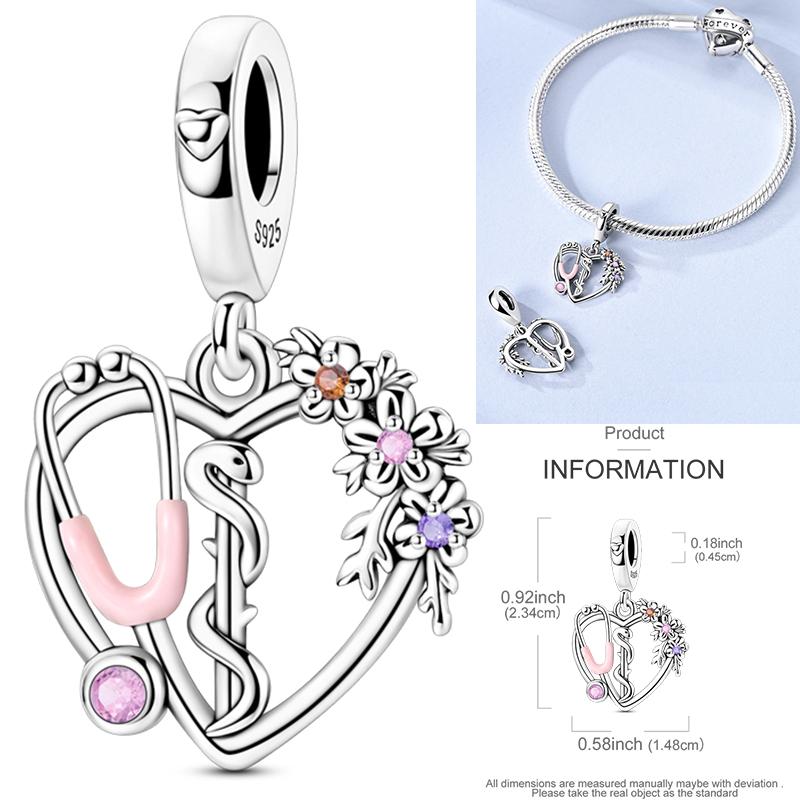 Inlaid Zirconium Sun 925 Silver Travel Balloon Butterfly Love Family Sister Heart Charm Fits Women Jewelry