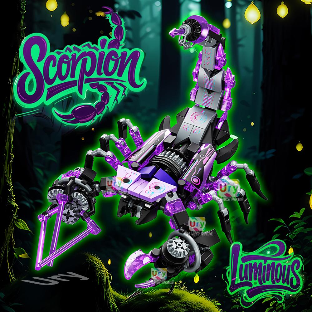MOC Animales Luminosos Mariposa Escorpión Araña Ciempiés Modelo Noctilucente Set Bloques de Construcción Mini Juguete de Ensamblaje para Regalo