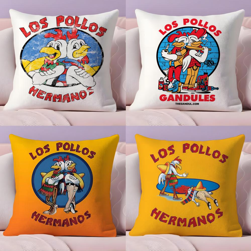 Los Pollos Hermanos Cushion Cover Plush Fabric Soft Double-Sided Printed Sofa Pillow Case Colorfast Home Decor Gift